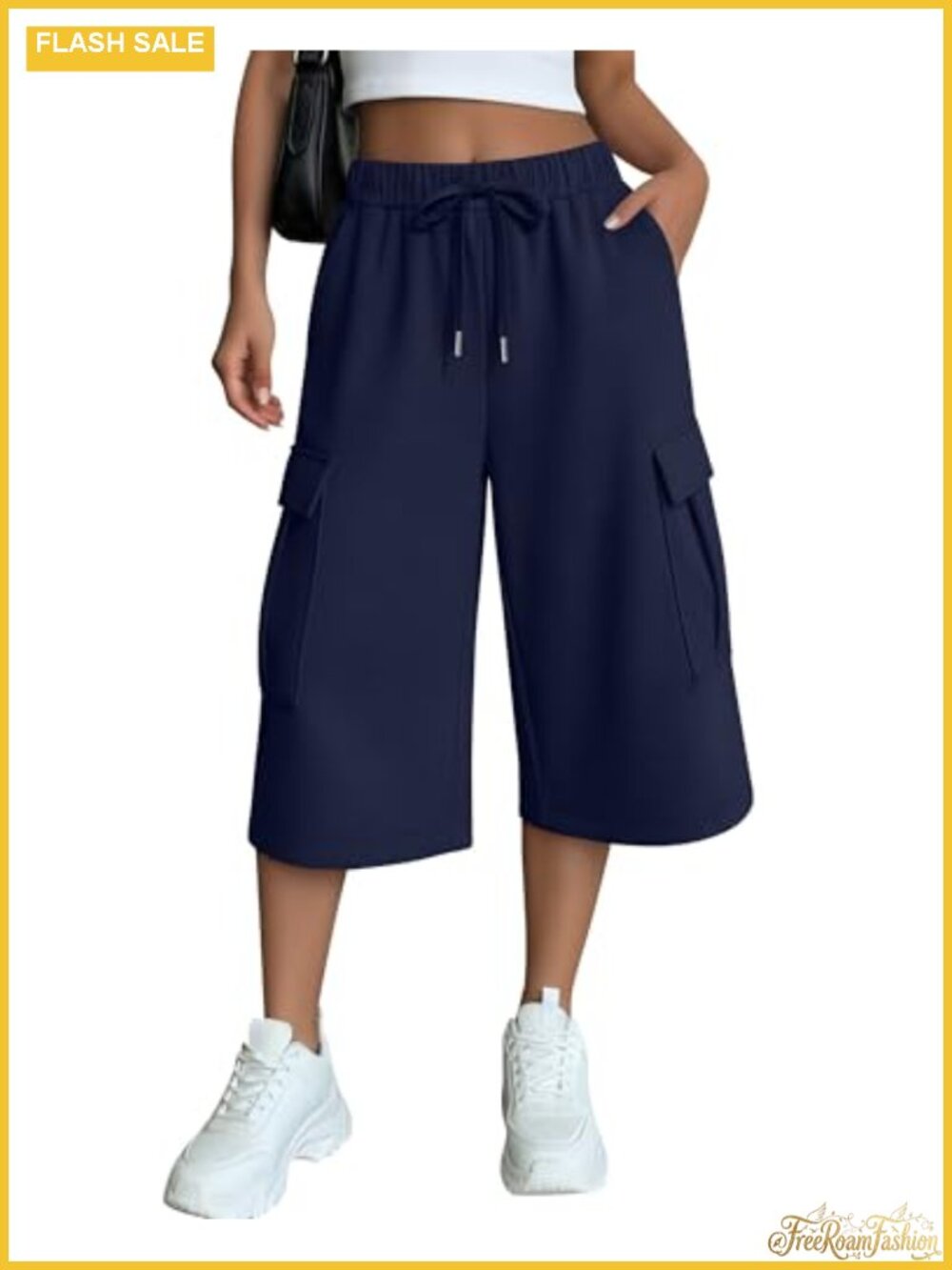 Baggy Wide Leg Cargo Capri Pants Women's